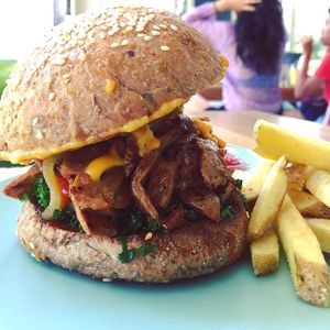 Hawaiian burger at I Am Vegan Babe in Canggu