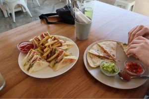 Club sandwich and quesadilla  at I Am Vegan Babe in Canggu