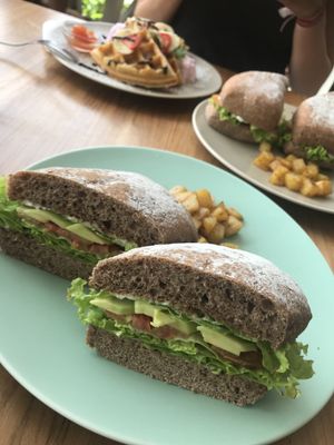 Morning sandwich without the vegan bacon and egg  at I Am Vegan Babe in Canggu