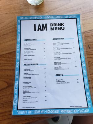 Their drink menu. at I Am Vegan Babe in Canggu