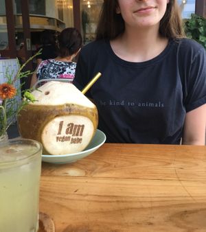 Coconut water  at I Am Vegan Babe in Canggu