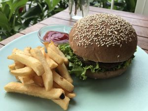 Black bean burger at I Am Vegan Babe in Canggu