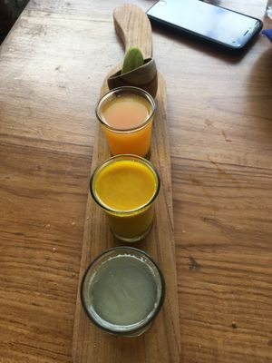 Turmeric and ginger shot!  at I Am Vegan Babe in Canggu