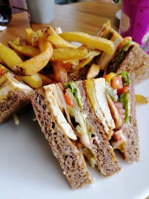 Club sandwich at I Am Vegan Babe in Canggu