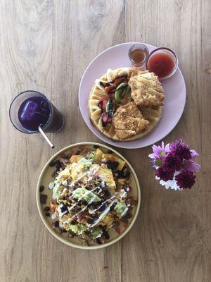 Nachos / chicken & waffles  at I Am Vegan Babe in Canggu