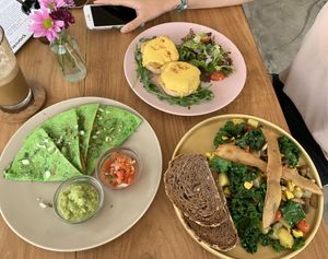 Quesadillas, Peaceful Benedict and Crazy Breakfast Plate at I Am Vegan Babe in Canggu