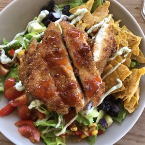 Chickn salad yummy!  at I Am Vegan Babe in Canggu