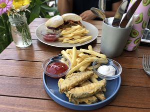 Fish (very fishy!) and chips, and Cuban sandwich  at I Am Vegan Babe in Canggu
