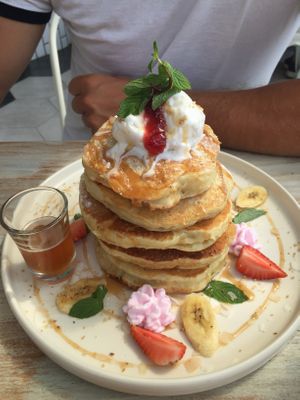 Pancake stack :-) at I Am Vegan Babe in Canggu