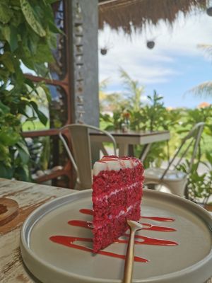 Red velvet cake at I Am Vegan Babe in Canggu
