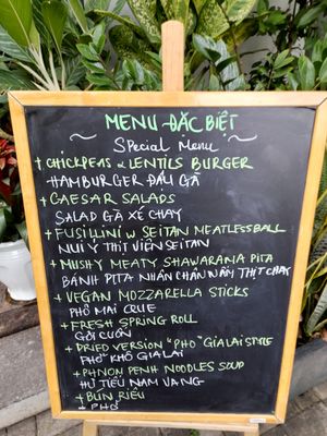 Menu board at Vegan Garden - Tan Phong in Ho Chi Minh City