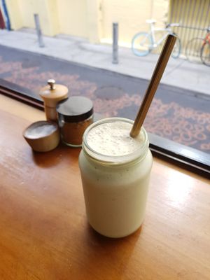 Vanilla banana shake with hemp cashew milk at Felix For Goodness in Brisbane
