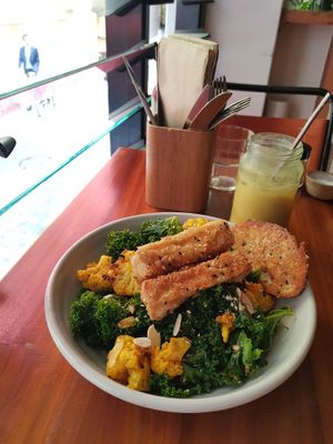 Kale and cauliflower salad with fried tofu at Felix For Goodness in Brisbane