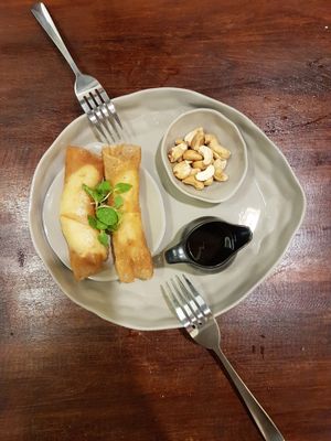 Banana Rolls with Chocolate Sauce at Vegan Zone in Hoi An