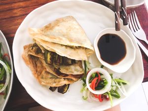 Eggplant crepes  at Vegan Zone in Hoi An