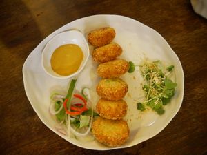 potato cakes at Vegan Zone in Hoi An