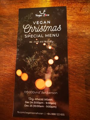 Christmas menu at Vegan Zone in Hoi An