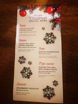 Christmas menu at Vegan Zone in Hoi An
