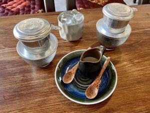 Vietnamese coffee with condensed coconut milk at Vegan Zone in Hoi An