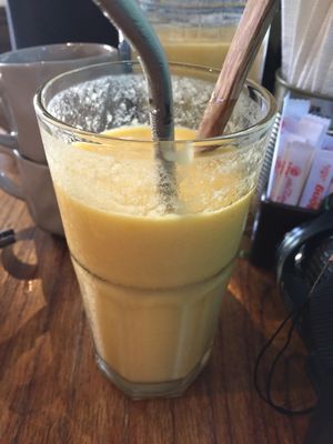 Mango smoothie made with coconut milk  at Vegan Zone in Hoi An