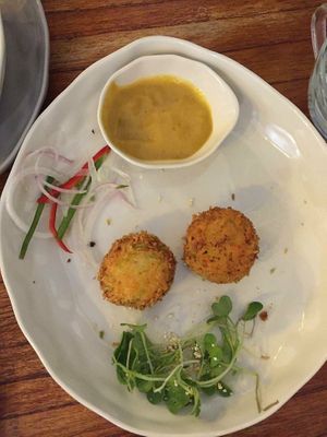 Potato cake (originally more, we could not wait to eat them) at Vegan Zone in Hoi An