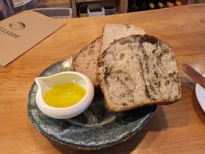 Sourdough selection with olive oil at Hillside Kitchen & Cellar in Wellington