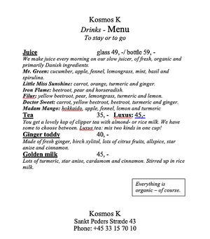 and drinks... at Kosmos K in Copenhagen