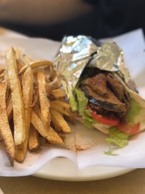 Falafel Wrap with added breaded eggplantt  at Petra Cafe in Hattiesburg