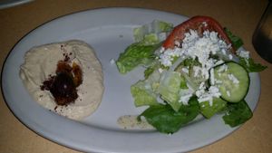 Hummus w/Side Salad (remove feta to make vegan) at Petra Cafe in Hattiesburg