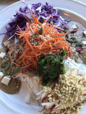 Rice noodle dish  at Workshop Vegetarian Cafe- East Vancouver in Vancouver