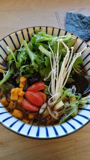 Shoyu ramen at Workshop Vegetarian Cafe- East Vancouver in Vancouver