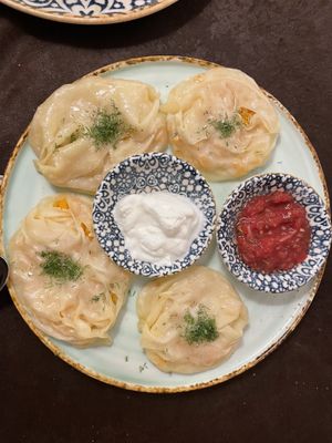 Oriental veg manti (pumpkin)  at Old City Restaurant in Samarkand