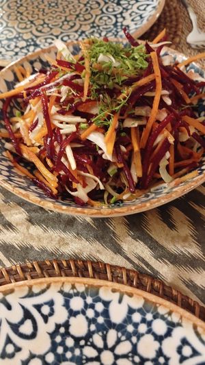 Garlicky carrot, beetroot and cabbage salad at Old City Restaurant in Samarkand