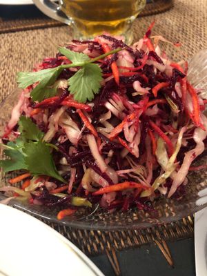 Salad (one of the menus is just about salads) at Old City Restaurant in Samarkand