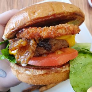 Maple bacon burger & fries at VelTree in Charlotte