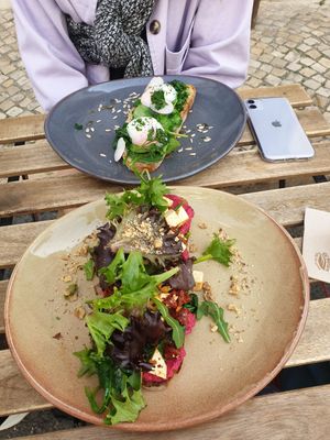 Forest toast €7, plus build your own toast (not vegan) at Fauna & Flora in Lisbon