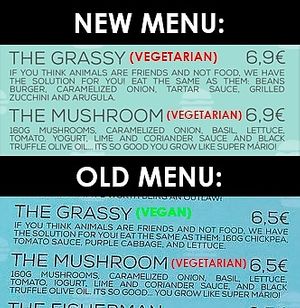 New menu and old menu vegan/vegetarian options at Hamburgueria do Mercado in Funchal