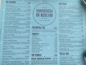 menu July 2019 at Hamburgueria do Mercado in Funchal