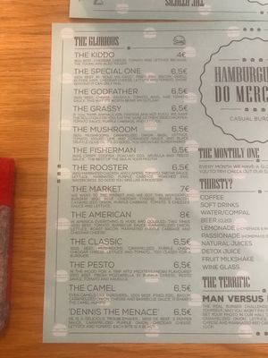 The menu at Hamburgueria do Mercado in Funchal