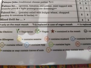 menu at Zaatar Lebanese Syrian Cuisine in Ayia Napa