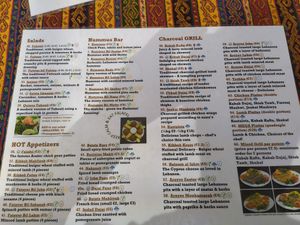 menu at Zaatar Lebanese Syrian Cuisine in Ayia Napa