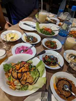 The vegan mezze platter for 3 people at Zaatar Lebanese Syrian Cuisine in Ayia Napa