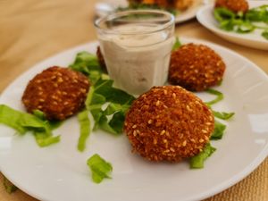 Falafel and humus at Zaatar Lebanese Syrian Cuisine in Ayia Napa