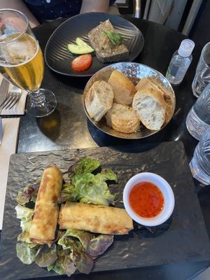 Mushroom terrine and curry rolls   at Veget'Halles in Paris