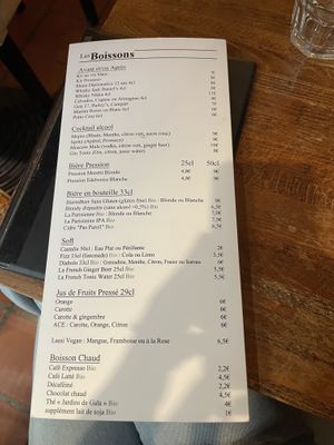 Menu  at Veget'Halles in Paris