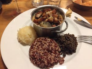 Eggplant and veggies in coconut milk at Veget'Halles in Paris