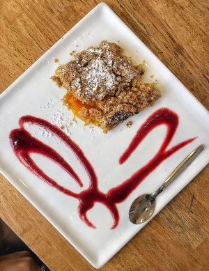 Mango crumble. Good but too much small even for one person at Veget'Halles in Paris