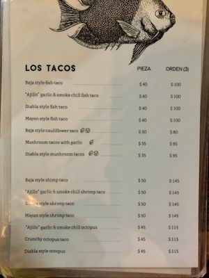 Mex menu  at Barba Negra in Holbox