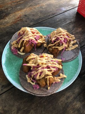 Cauliflower tacos  at Barba Negra in Holbox