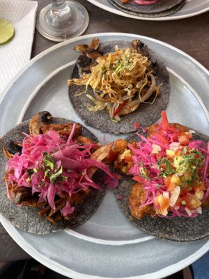 ordered all 3 veg tacos and they plated one of each for both of us😄 at Barba Negra in Holbox